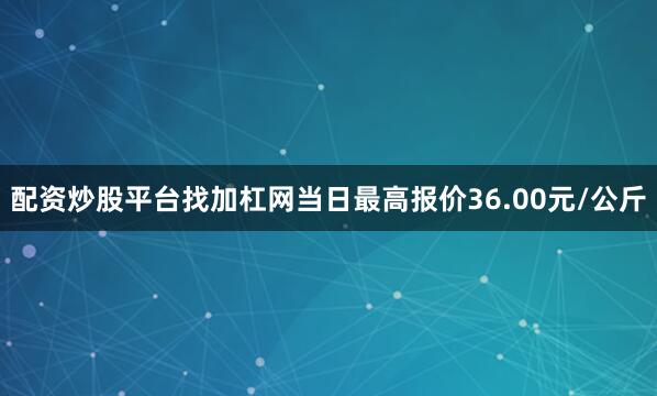 配资炒股平台找加杠网当日最高报价36.00元/公斤